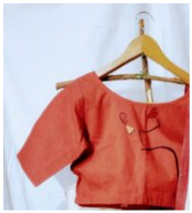 Red Star type polka with straight Black stripe Khadi Ajrakh Pure Cotton Blouse Piece - 1m (Copy)