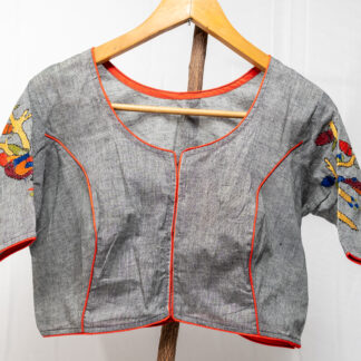 State Gray Readymade Blouse with embordered sleve